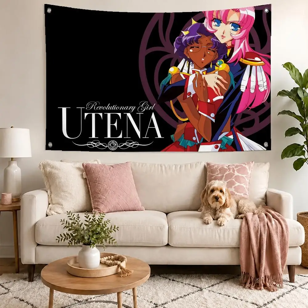 Retro Anime Utena Flags Concert Print Wall Hanging Art Banner, Indoor Outdoor Bedroom Home Decor Backdrop, Perfect Gift