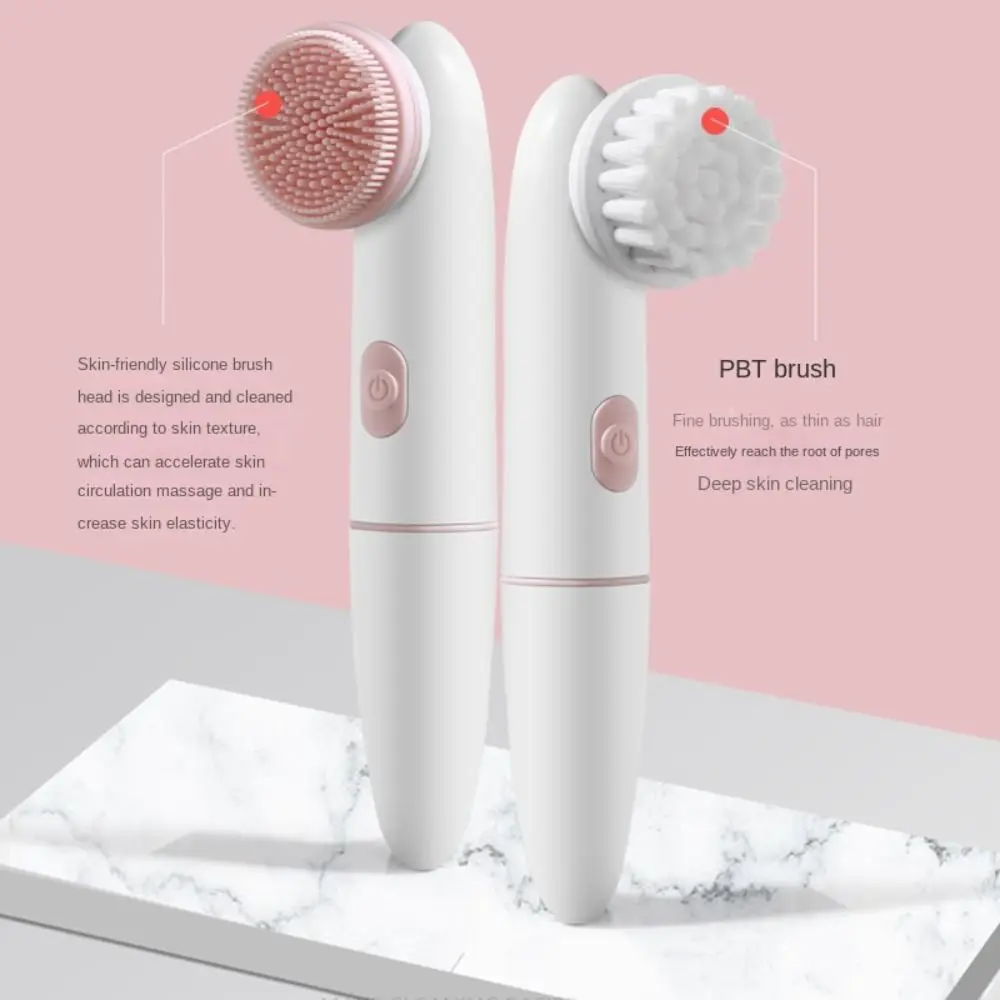 Waterproof Electric Facial Cleanser Two-in-one Silicone Vibrating Cleansing Brush Skin Care Two Modes Facial Face Scrubber Brush