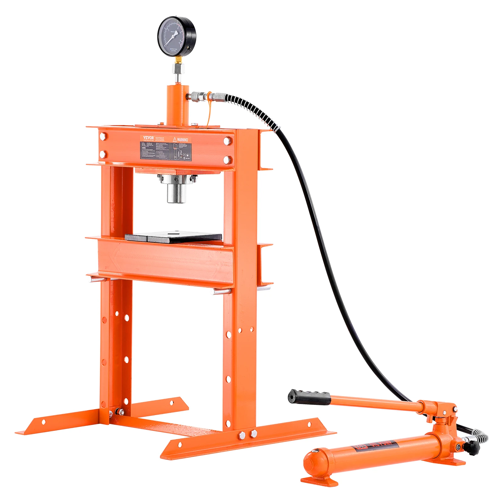 VEVOR Hydraulic Shop Press 10T Shop Press with Press Plate&H-shaped Base Floor Adjustable Hydraulic Press Fit for Straightening