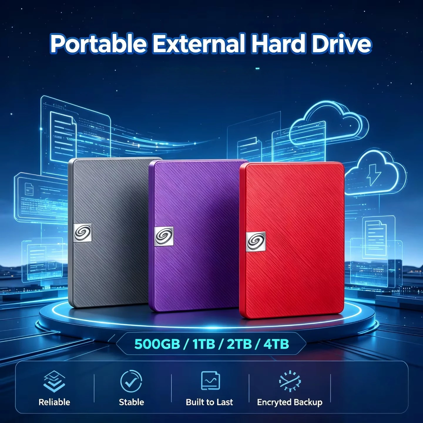 1TB 2TB 4TB Portable External SSD Premium Portable Drive for Secure Office Data Backup Gaming Works with PS5 Desktop Laptop Mac