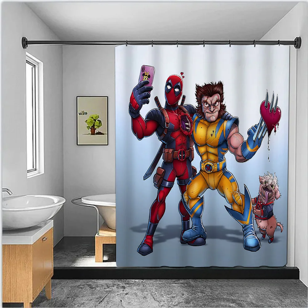 Hot S-Super H-hero Deadpools Wolverines Shower Curtain Waterproof Polyester Fabric Bath Curtains Home Bathroom Curtain With Hook