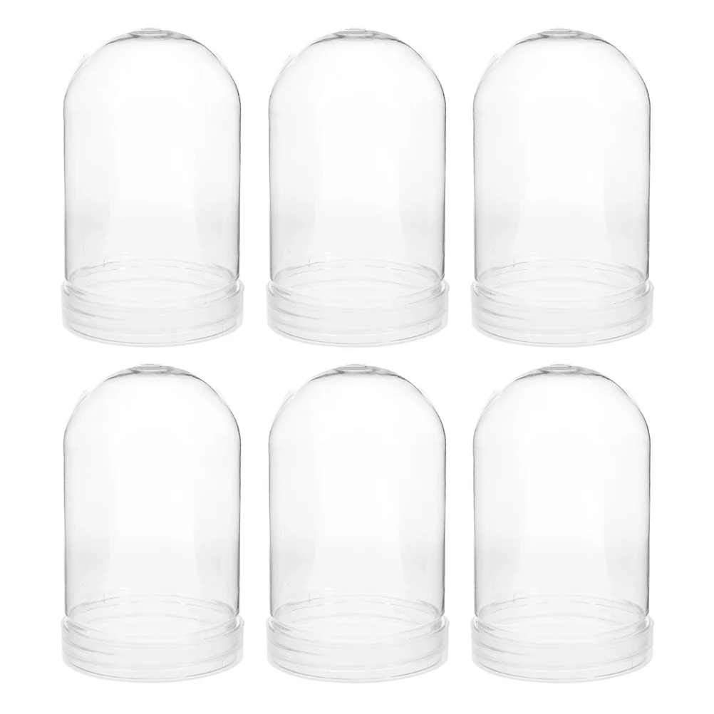 

6Pcs Plastic Snow Globe Transparent Dome Screw Off Cap Bottom Gasket Empty Globe Christmas DIY Craft Kit Holiday Decoration