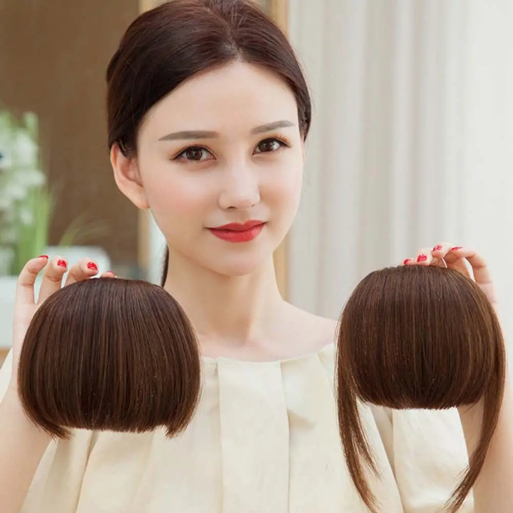 Natural Hair Accessories Overhead Bang Hair Extension Short Straight Bangs Fringe Wig Clip Synthetic Wig Pads Fake Bangs