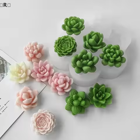 〔R〕7 Grid Flower Silicone Molds 3D Rose Peony Chocolate Cake Baking Mold Handmade Candle Soap Gypsum Resin Handicraft 〔Winter2〕