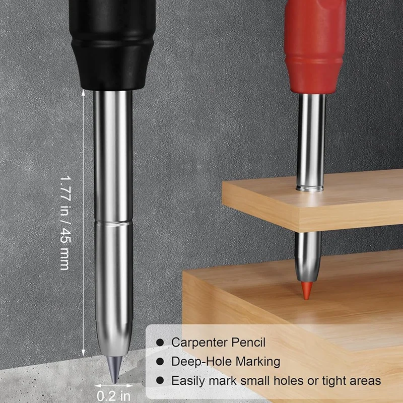 Mechanical Carpenter Pencils Set With Sharpener & 26 Refills For Construction, Solid Deep Hole Marker