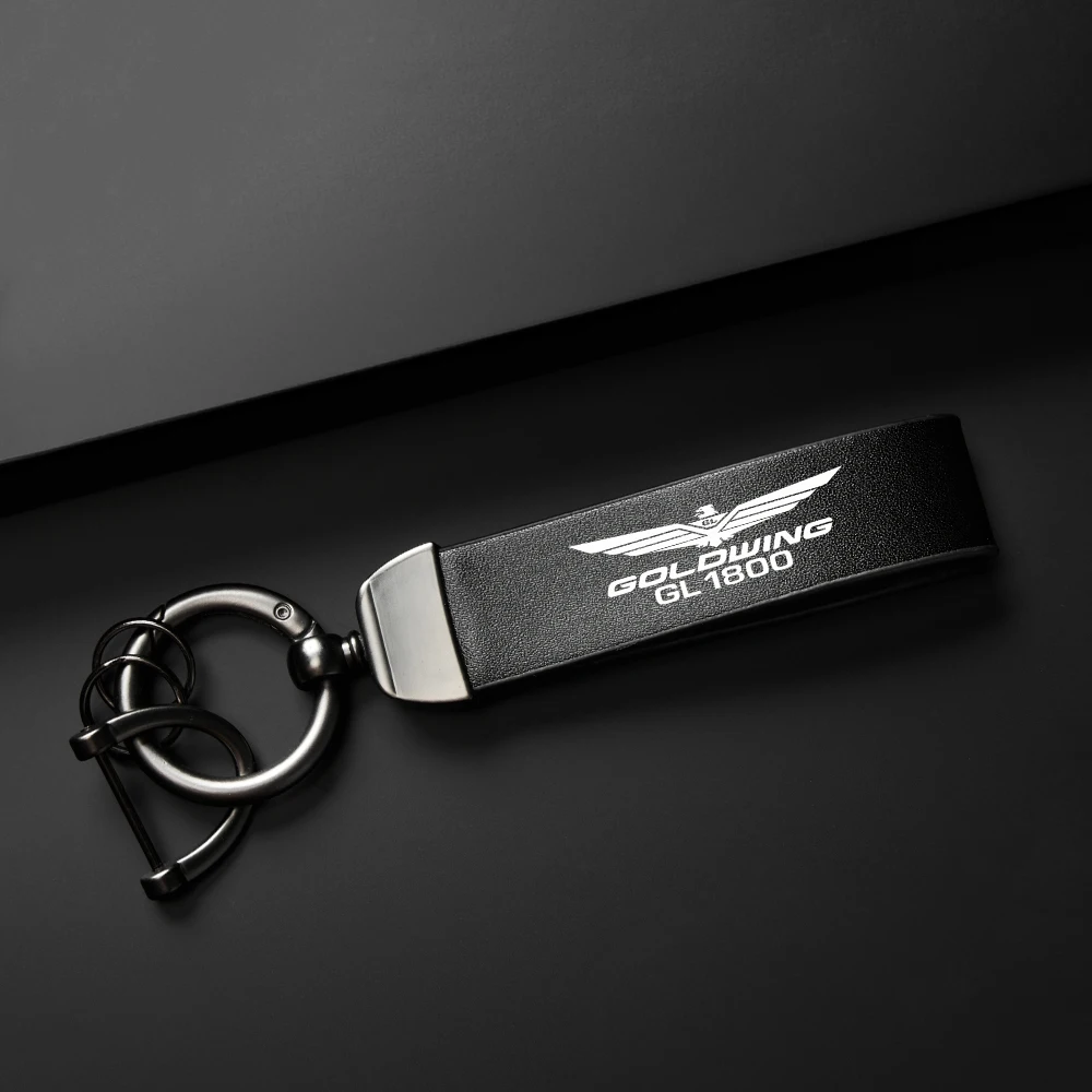 For Honda Goldwing 1800 GL1800 F6B 2002-2017 Ultra HD Printed Logo Carbon Fiber Textured Holder Metal Leather Keychain Motocycle