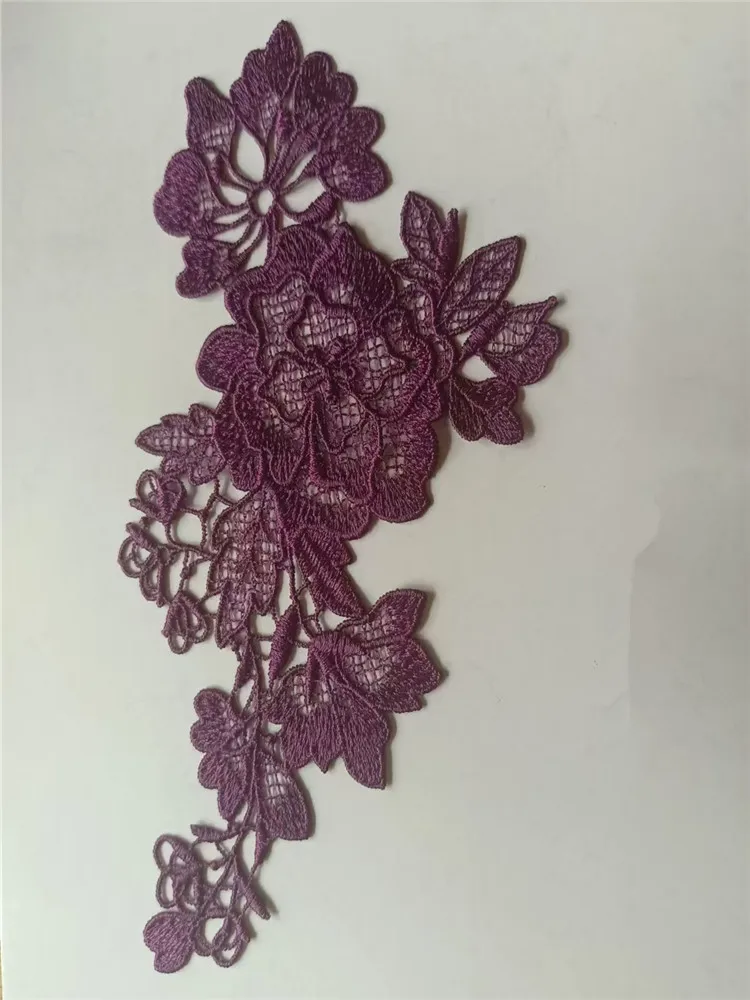 بقع تطريز أرجوانية لامعة من الدانتيل ، خياطة متدرجة مجوفة ، ملابس مزخرفة بالدانتيل من البندقية ، 12 × 18 ، 10 لكل قطعة #6