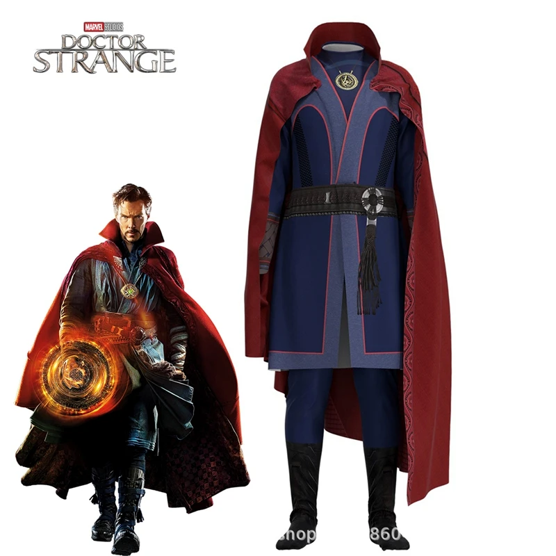 Bandai Doctor Strange Dr. Steven Cosplay Costume The Avengers Red Cloak Robe Dress Up Halloween Carnival Party Kids Adult Gift