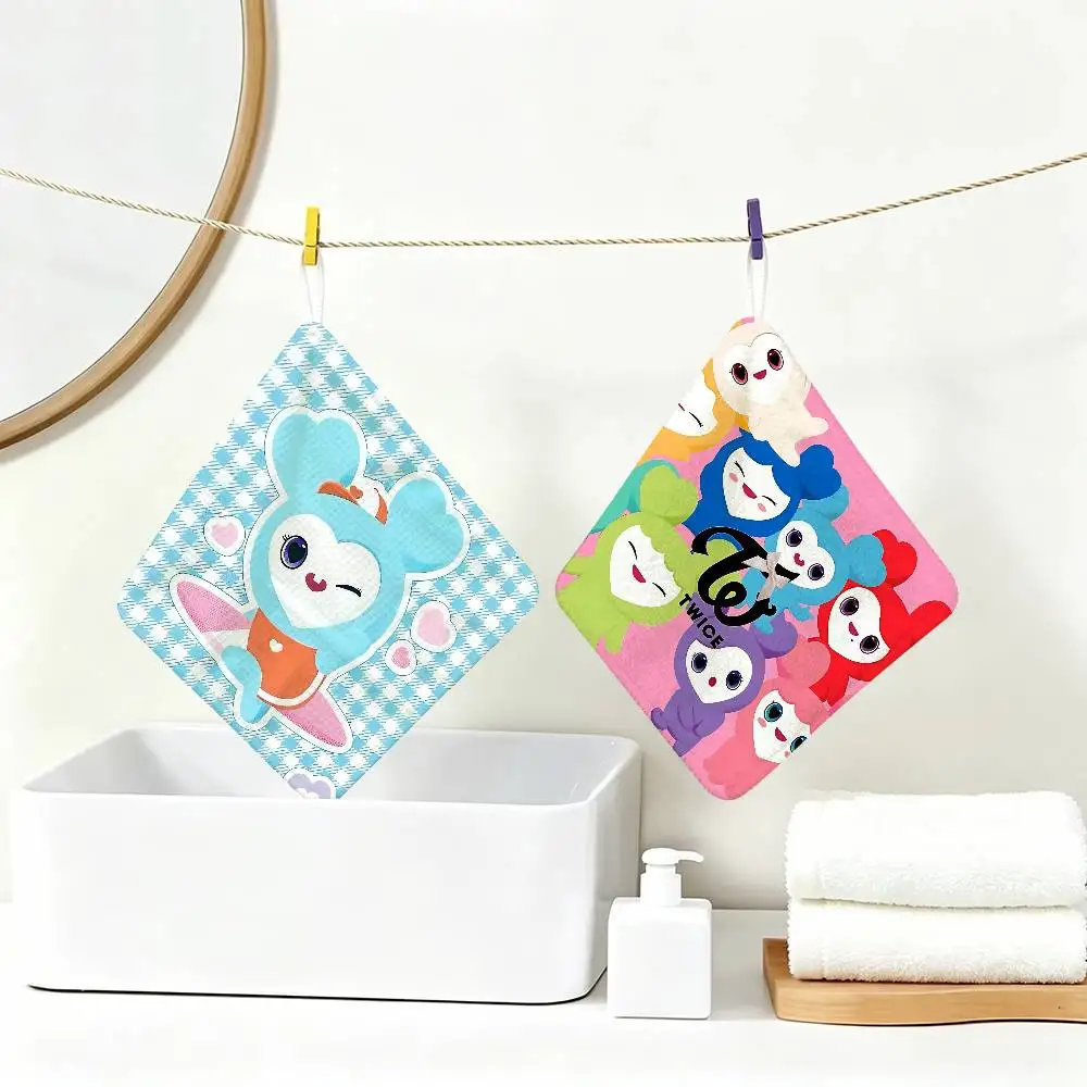 K-POP T-TwiceS Hanging Polyester Cotton Towel, Reusable Hand Wiping Cloth, Wear Resistant for Home Kitchen Sink