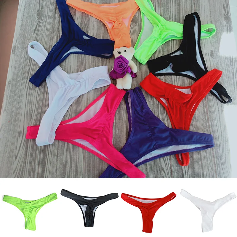 Nieuwe Mode Dames String Zwembroek Meerdere Kleuren Effen Kleur Geplooide String Badmode Vrouwen Bikini Zwembroek