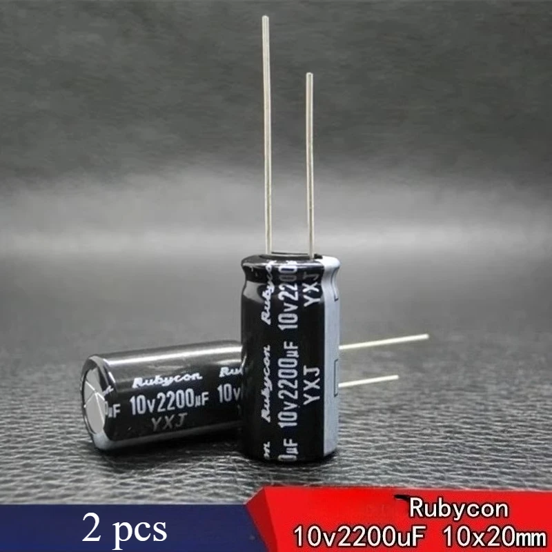 2pcs 2200uf10v Rubycon YXJ 10v2200uF Through Hole  fixed capacitor 10*20mm Aluminum Electrolytic Capacitor