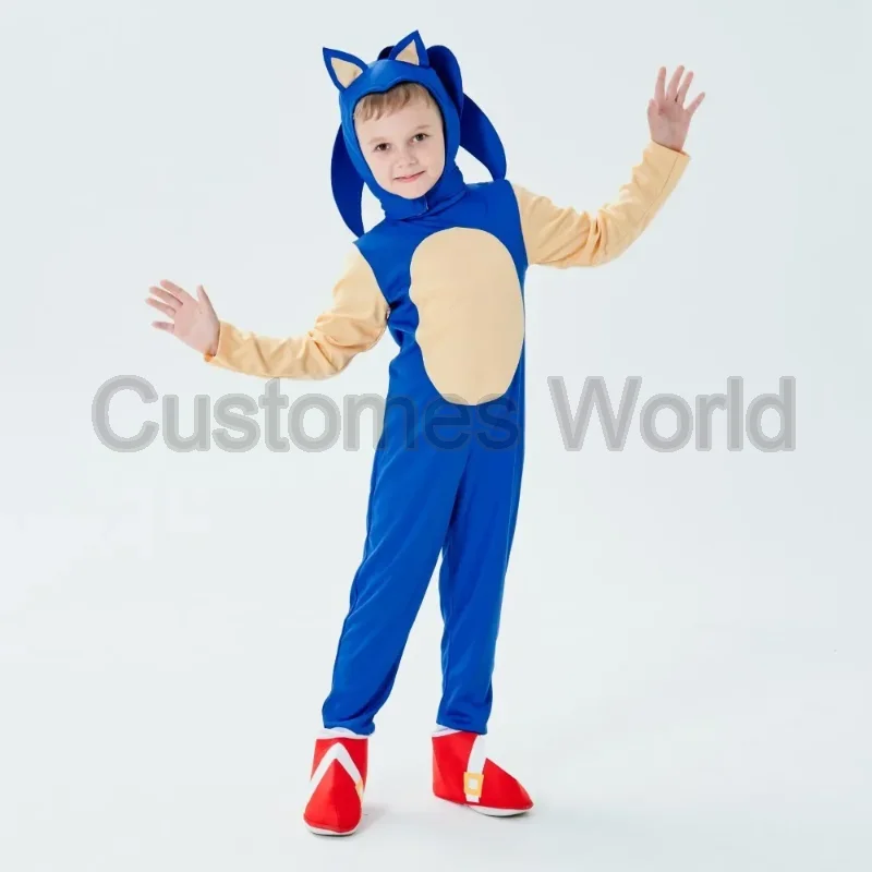 

Children Luxury Black Sonic Blue Bag For Kids Game Character Boys Christmas Theme Party Role Playing Stage costumes Halloween