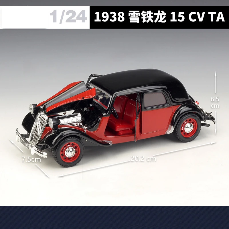 لعبة سيارة من ويلي-سيتروين 15 CV TA 1938 ، نموذج مجموعة معدنية ، هدية عيد ميلاد ، 1:24