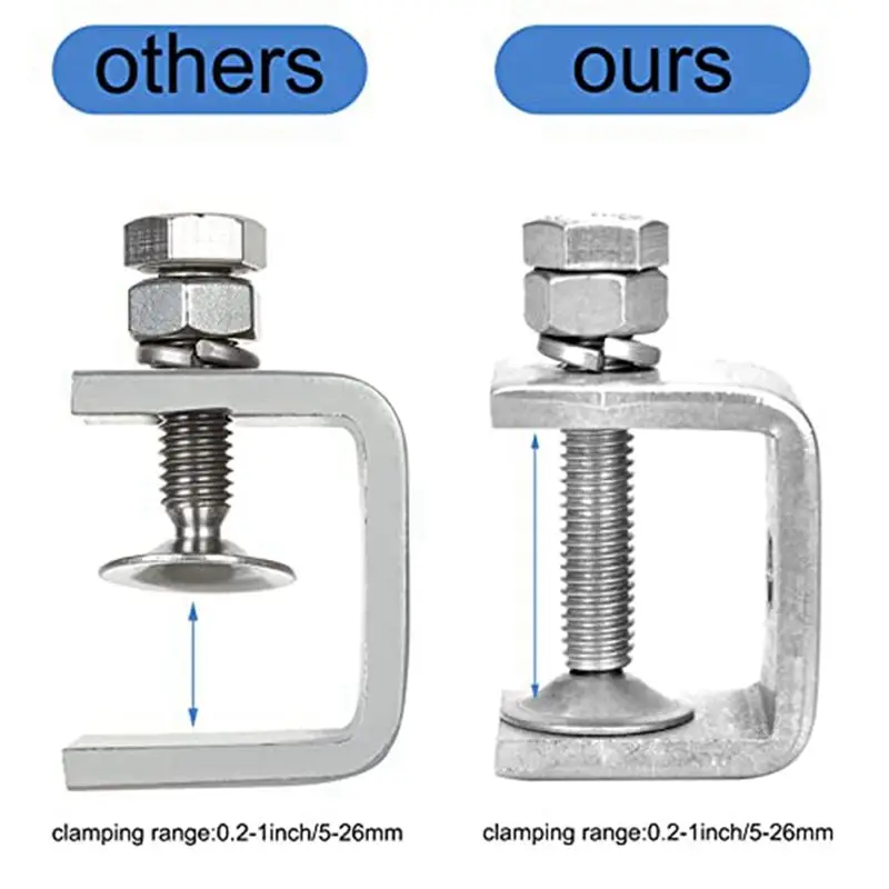12 Pcs 1 Inch Stainless Steel Small C-Clamp For Woodworking, Heavy Duty Metal U-Clamps Mini Desk Tiger-Clamp