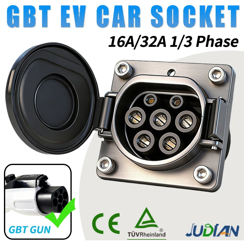 

GBT EV Connector 16A 32A 1P/3P EV Charger Socket Inlet EV Charging Socket Without Cable For Chinese Standard Electric Car