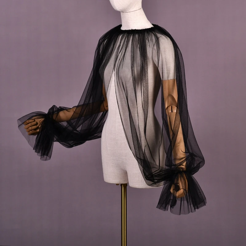 Elegant Thin Mesh Shawl Arm Cover Long Sheer Sleeves Decorative Tulle Gloves Bridal Capelet Wedding Dress Accessories