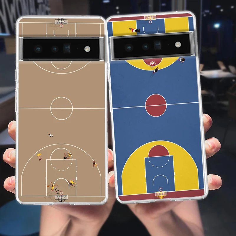 Football Basketball Tennis Sports Courts For Google Pixel 9 8 7 6 Pro Phone Case For Pixel 6A 5 4 5A 4A 3A XL 5G Clear Cover