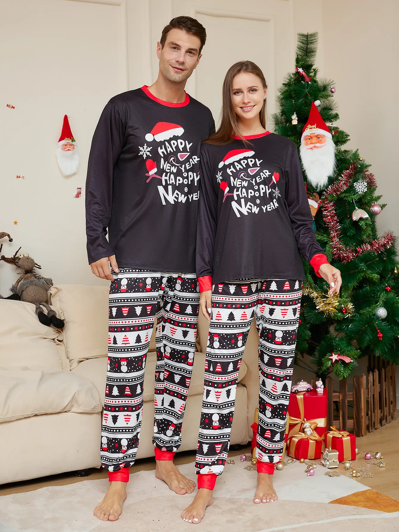 Family Matching Clothing Christmas Pajamas Set Fashion Xmas Hat Letter Print Father Mommy and Me Xmas costume Baby Jumpsuit Paj