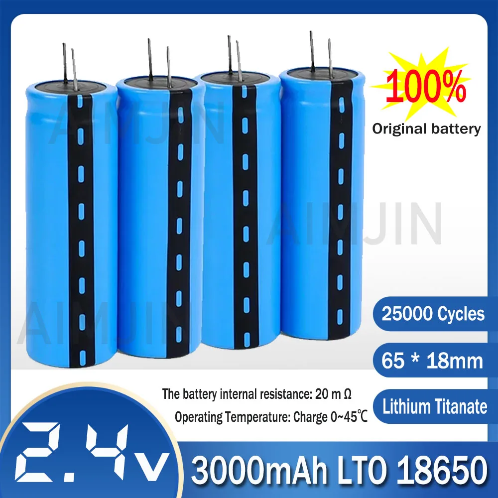 

2.4V 3000mAh LTO 18650 Lithium Titanium Battery Low Temperature Long Cycle Battery for DIY Power Tool 12V Battery