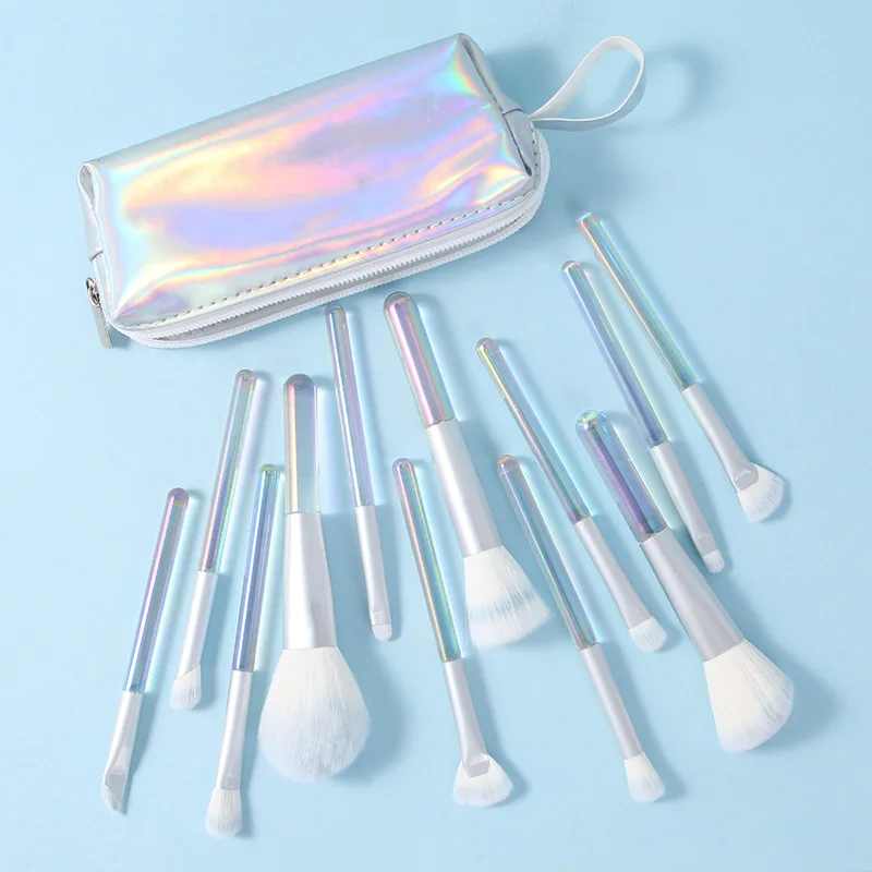

12pcs Colorful Neon Makeup Brush Set Travel Portable Cosmetic Brushes with Bag Beauty Essential Shadow Foundation Beauty Tools