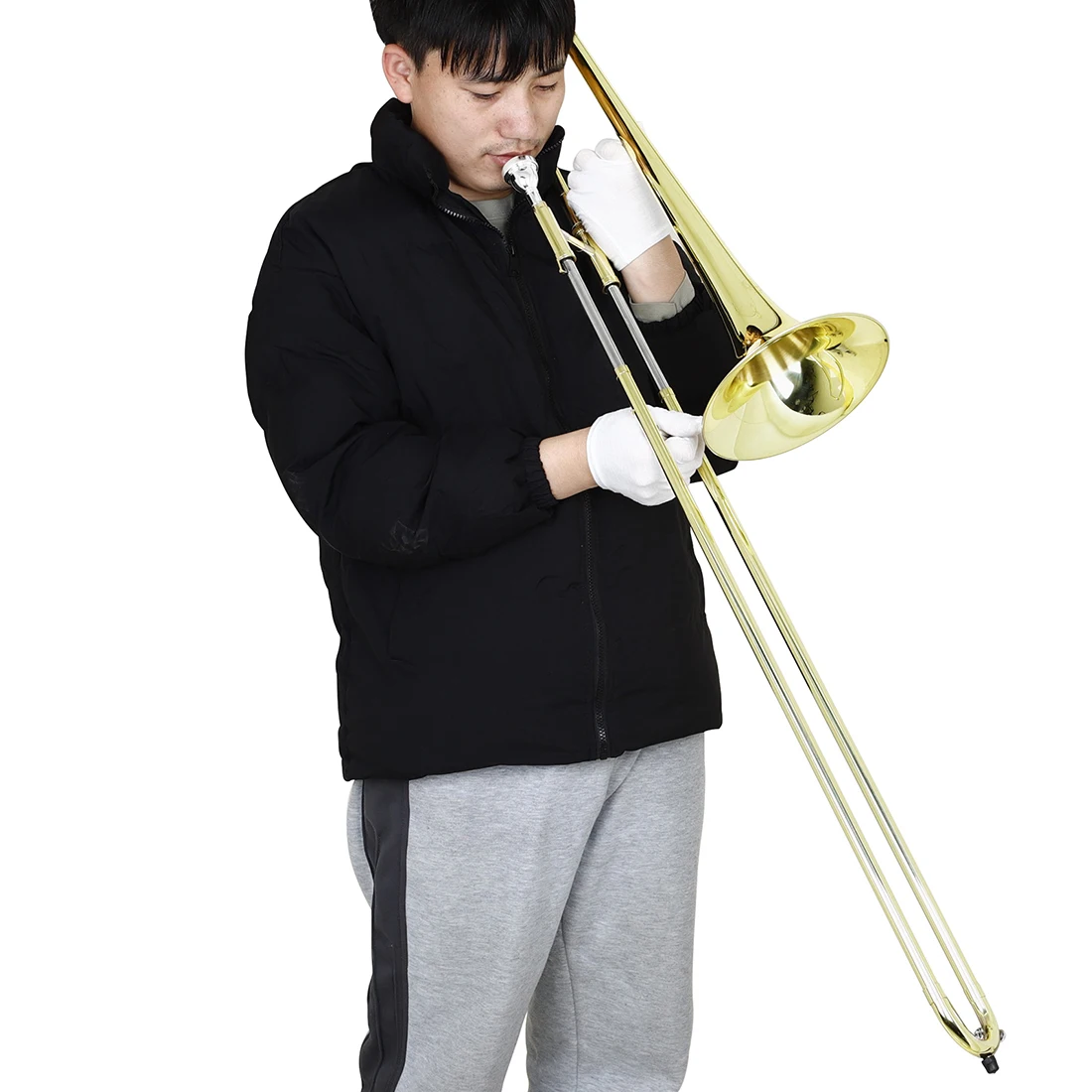 M MBAT Alto Trombone Brass Lacquer Bb Tone Trombone Smooth Sliding With Mouthpiece Cleaning Cloth Case Brass Instrument Accessor
