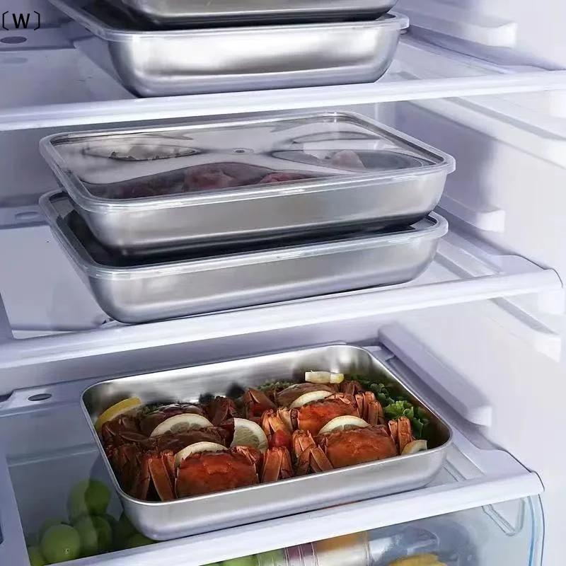 〔W〕Stainless Steel Food Storage Containers With Lids Lunch Boxes For Kitchen Fridge Travel Kitchen Organizers