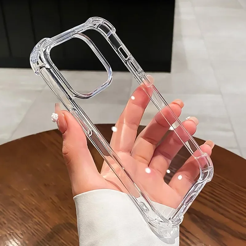 Luxury shockproof clear phone case for iPhone 15 14 13 12 11 pro Max mini XR Xs 7 8 plus silicone bumper transparent back cover