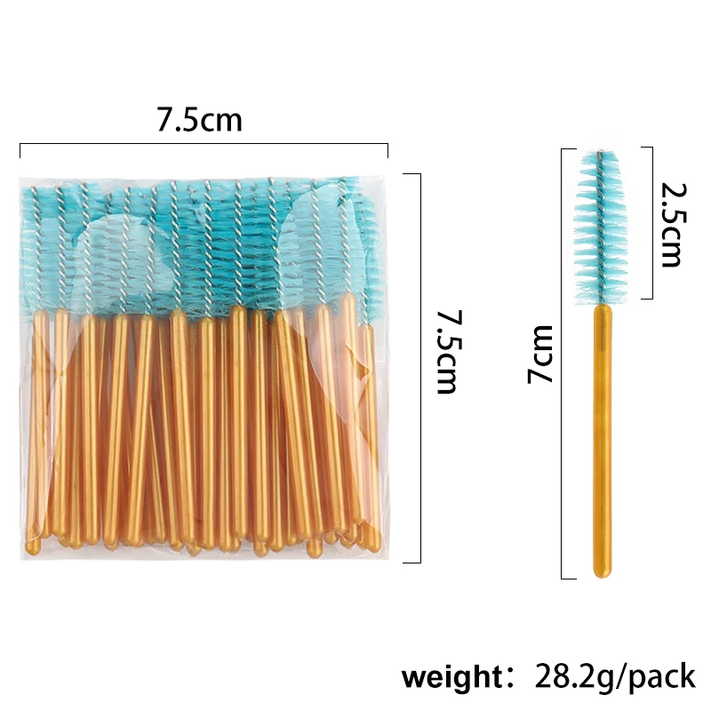 Brosse de maquillage jetable pour cils, baguettes de Mascara, Mini brosses à cils dorées, peigne à sourcils court, outil d'extension de cils, 50 pièces
