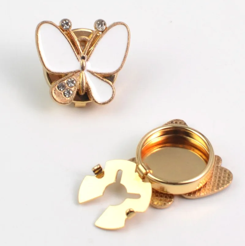 أبيض وأسود فراشة قميص كم غطاء أزرار طوق زر الماس الديكور غطاء أزرار