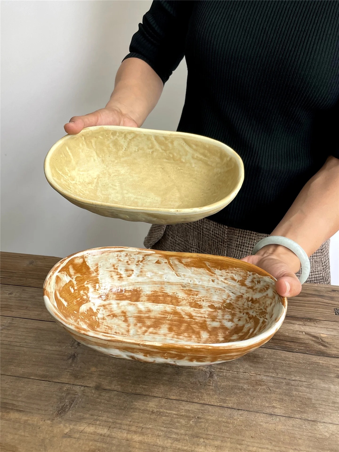 

Японская овальная суповая миска из желтого фарфора Ele, набор посуды для дома и ресторанов, ресторанное качество