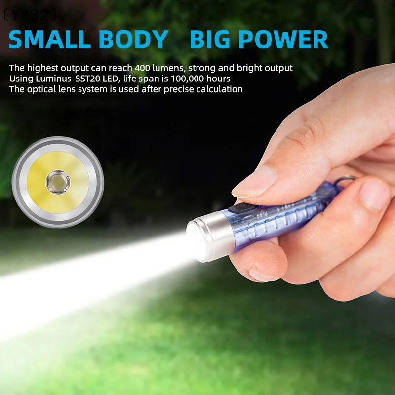 1PC Rechargeable Mini Keychain Flashlight With 10 Modes And Magnetic Base - Ideal For Camping And Outdoor Activities〔YY32〕