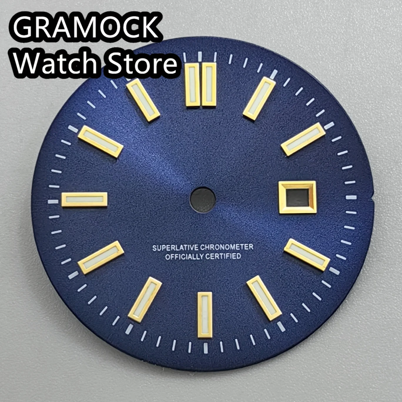 Custom logo Luminous Sunberst Watch Dial Face 24.5mm Green/Blue Dial Gold Index For NH05 NH06 Automatic Watch Replacement Parts