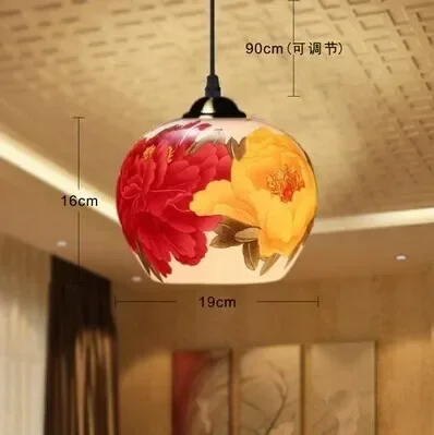 Chinese Style Jingdezhen Ceramic Multicolour flowers Single Head LED Light Warm light for Living Room Home Decor Study E27 Bulb