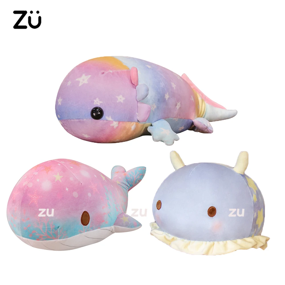 ZU Star Rainbow Ocean Animals Super Soft Cute Plushies Axolotl Whale Manatee Stuffed Toys Baby Comfort Doll Girl Boy Gift