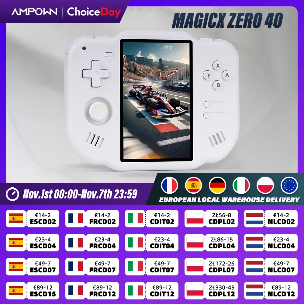 AMPOWN ZERO 40 Console de jeu portable 4 ''IPS écran multi-touch Android A133P Magicx Zero40 WiFi Support moteur de Vibration pour NDS