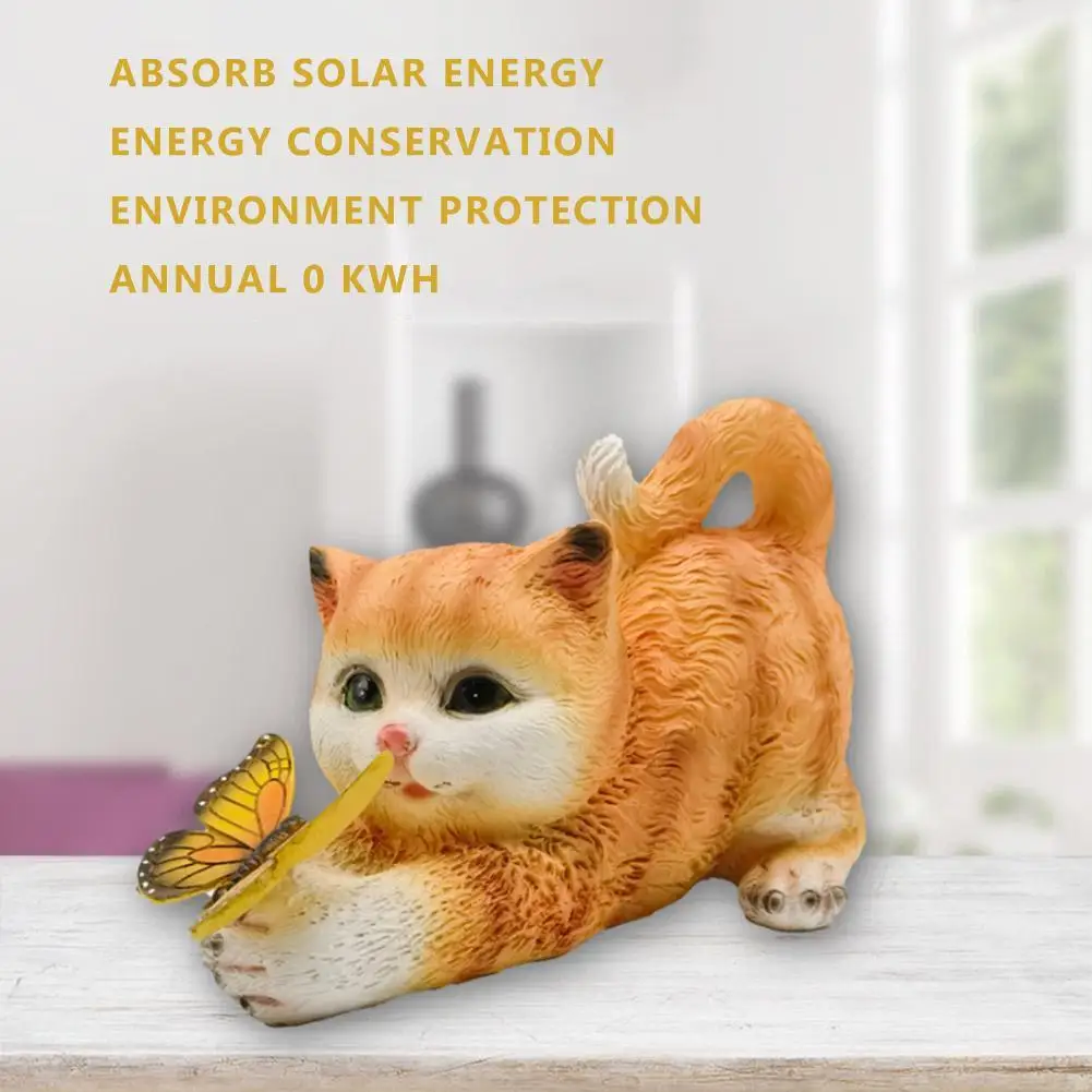 

Солнечная садовая статуэтка: милый кот и бабочка, подарок на новоселье, украшение для газона, двора, патио