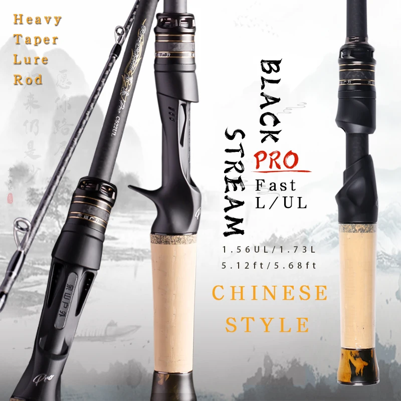 YUSHANOUTDOOR MOXI PRO Carbon Fast Action Fishing Rod,UL/L Baitcasting & Spinning Rod, 1.56m 1.73m for Bass Pike Tilapia Fishing