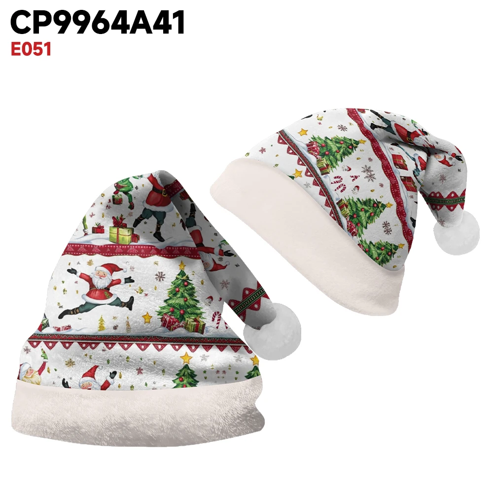 Fashionable winter atmosphere Christmas hat jumping Santa Claus print party, daily warm and comfortable