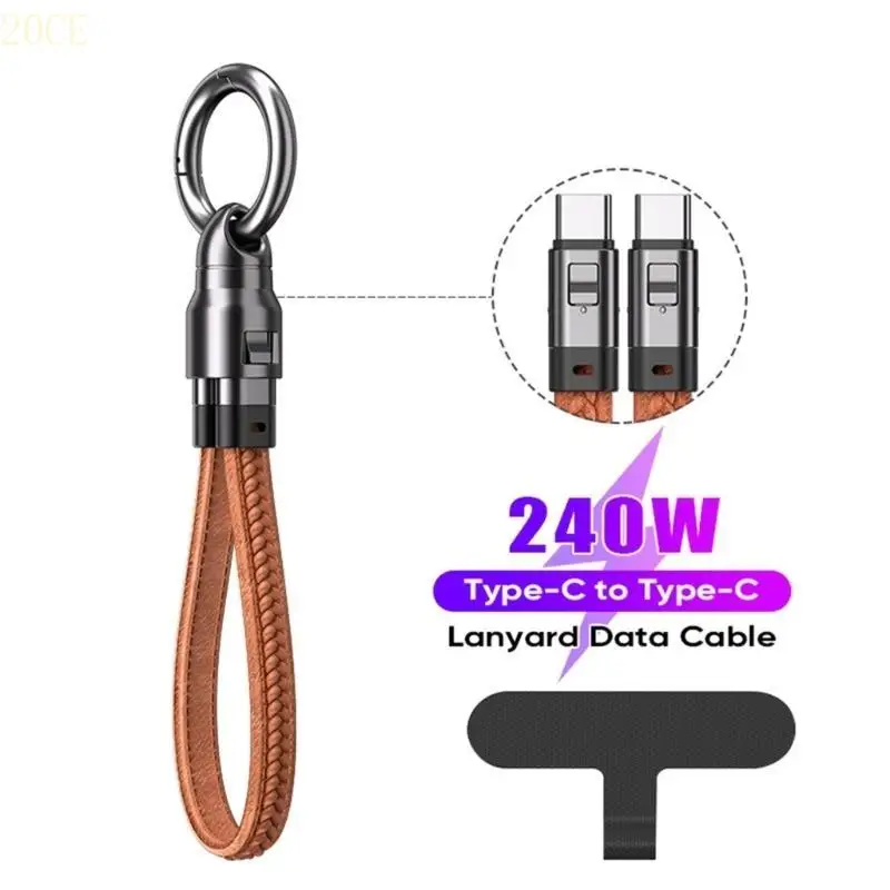 

20CE Phone Lanyard USB C Quick Charging Cable With Rotating 240W Type C Cable