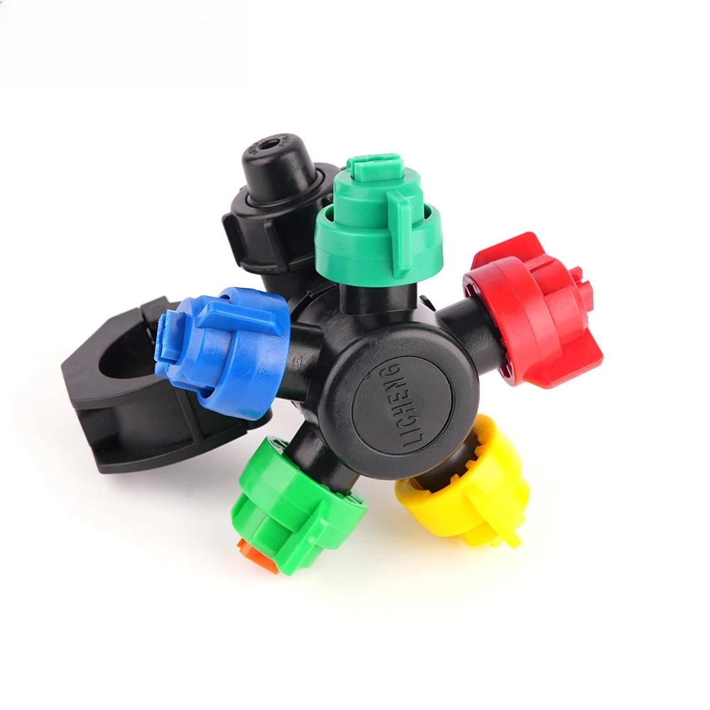 3 Nozzle Holder with 5 Head Fan Nozzle Assembly, Anti-Drip Design for Agricultural Spraying Operations