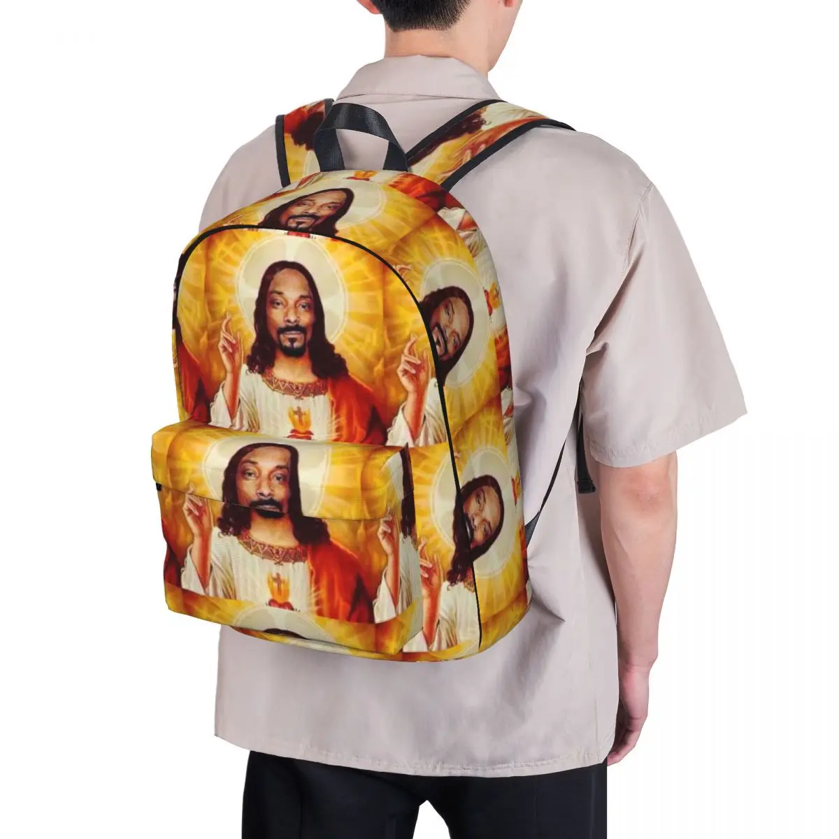 Snoop Dogg Goes Jesus Sacs à dos pour étudiants, sac de livre initié, sac à dos pour ordinateur portable, sac à dos de voyage étanche, sac d'école pour enfants