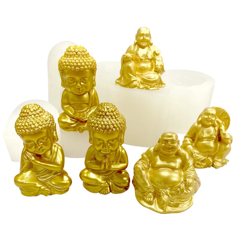 3D Buddha Silicone Candle Mold Church Maitreya Buddha Craft Plaster Epoxy Resin Making Supplies Diy Handmade Candle Making Kit