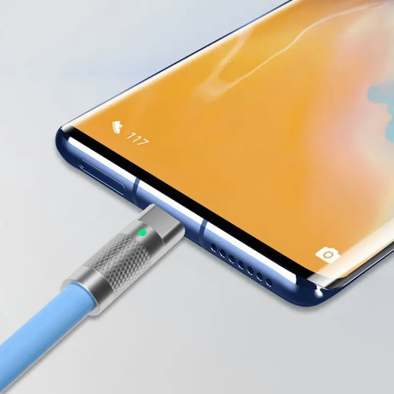 كابل شحن سريع 120 واط 6 أمبير PD من النوع C من السيليكون السائل شحن سريع 1 متر 2 متر كابل USB كابل شاحن من النوع C إلى C - 5