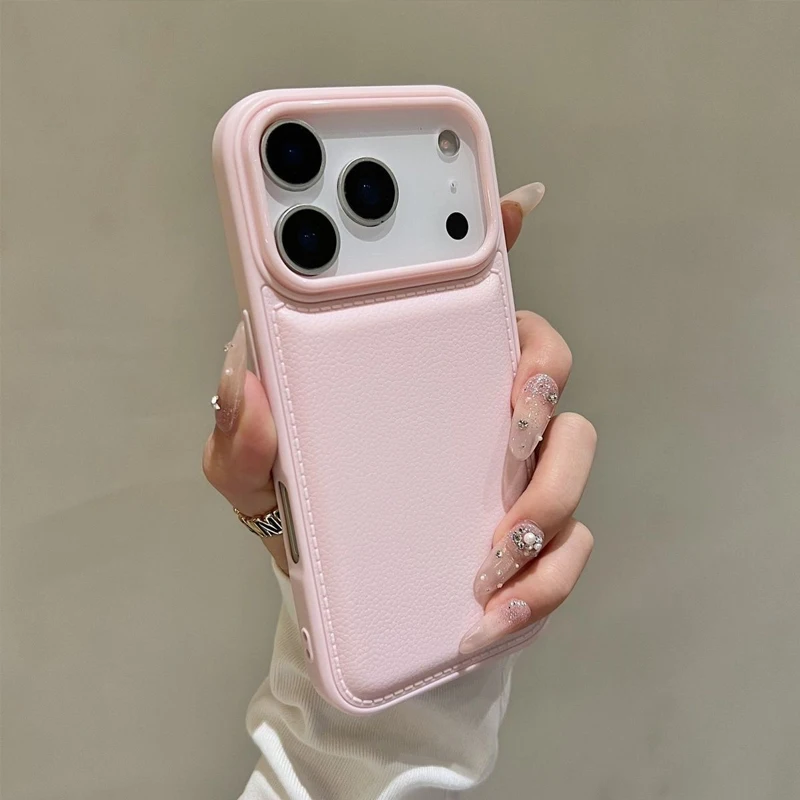 Ins Korean Trendy Cute Pink Polka Dots Pattern Leather Phone Case For iPhone 17 Air 16 15 14 13 12 11Pro Max Plus Y2K Back Cover - view 5