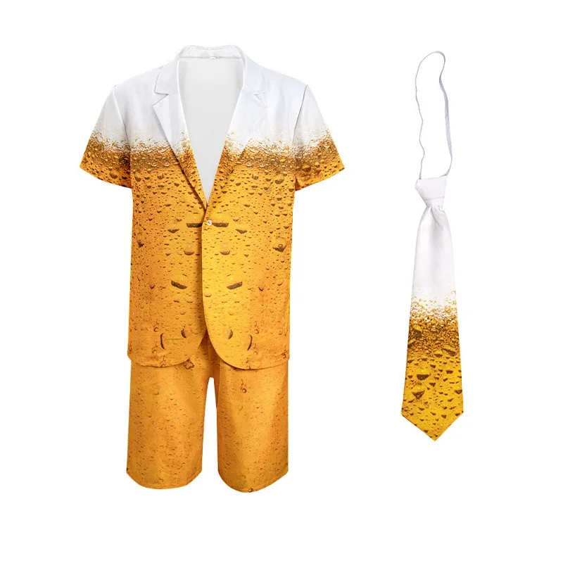 Oktoberfest-Costume de bière pour hommes, ensemble de chemises pour hommes, cosplay de bière bavaroise traditionnelle, tenue de fête de festival d'Halloween, 2023