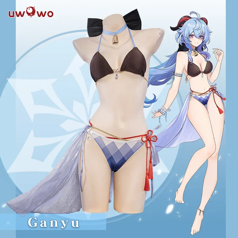 IN  Ganyu Cosplay Swimsuit Exclusive Game Genshin Impact Fanart Ganyu Costume Swimming Bra Panties Full Halloween