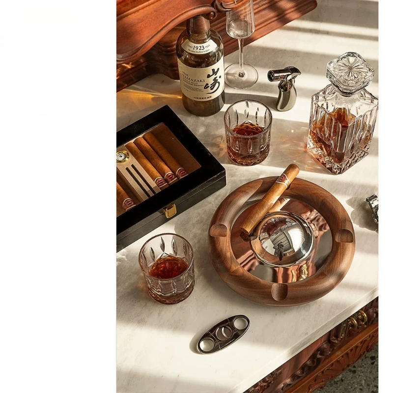 European retro premium cigar ash tank creative incense extinguisher ash tank light luxury model house decorative ornament
