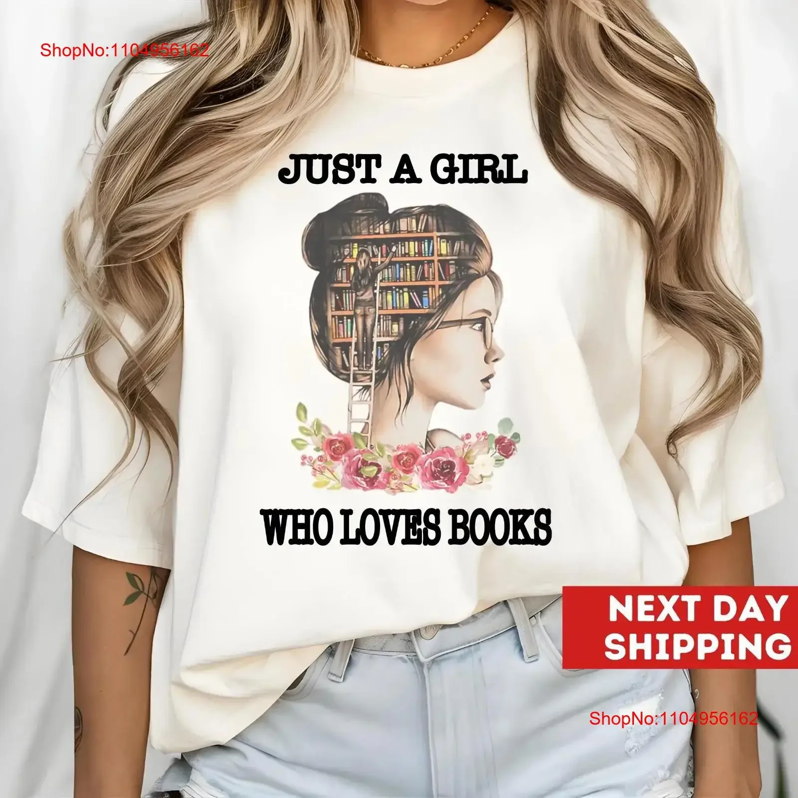 

Футболка Just A Girl Who Loves Books Book Lover Reading For Librarian Reader Women Nerd Bookworm винтажная стираная уличная одежда Мягкая