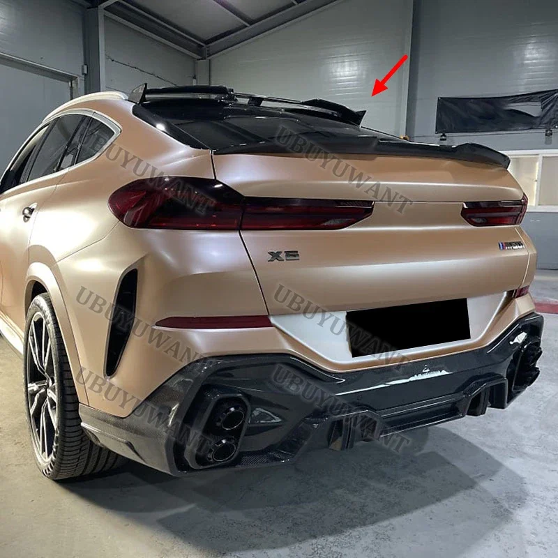 For BMW X6 X6M G06 F96 2020-2024 LD Tyle Roof Carbon Fiber Rear Trunk Spoiler Car Wing