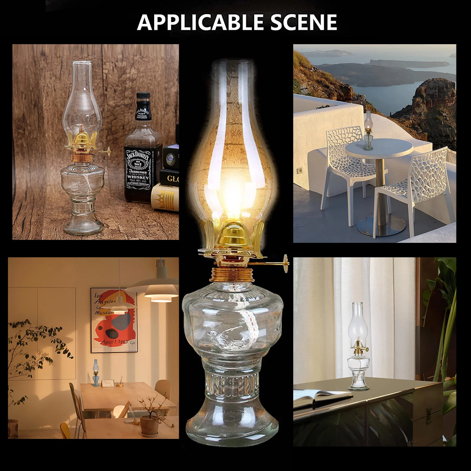 Newest Arrival Home Decoration Kerosene Lamp Indoor Vintage Four-Claw Lamp Head Clear Glass Kerosene Lamp Lantern